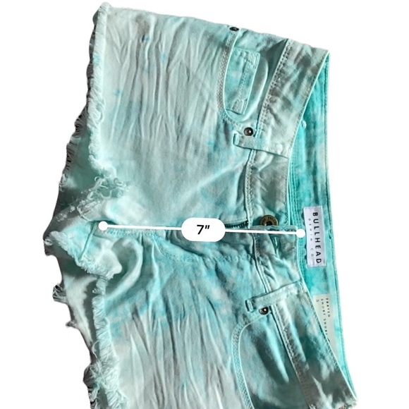 PacSun Bullhead 7” Low Rise Frayed Shorts Tie Dye Mint | Size 5 | - Picture 14 of 14